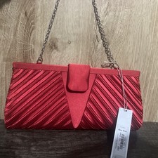 Debenhams Elegant Pleated Tab Clutch One Size 67 Cerise Women’s Evening Bag Red