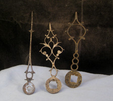 ORNATE ANTIQUE FRETWORK GRANDFATHER CLOCK HANDS ARTISTIC HAND WORKED STEEL X3