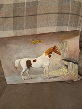 ANTIQUE OIL PAINTING ON CANVAS OF  A  RACE HORSE  "SPECTRE "