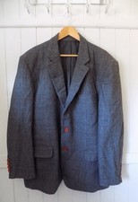 mens VINTAGE SUIT HIRE GREY HERRINGBONE WINDOW PANEL WOOLBLEND BLAZER 50"R CHEST