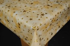 Christmas Little Stars on Creams PVC Vinyl Wipe Clean Oilcloth Tablecloth