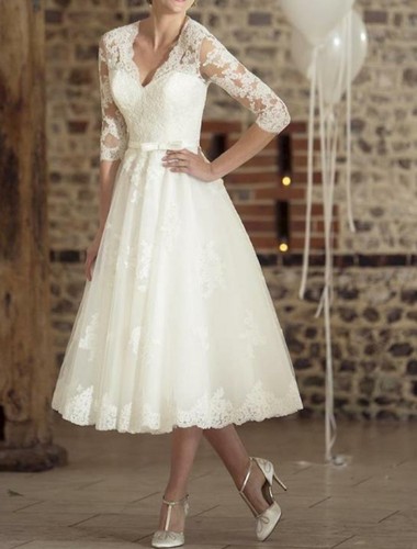 Wedding dresses neck long - dresses, v