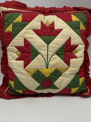 Vtg quilted throw pillow amish - pillow,