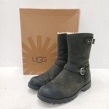 UGG Biker Boots Womens Size UK 5.5 EUR 38 Black Leather Boxed RMF30-CAP