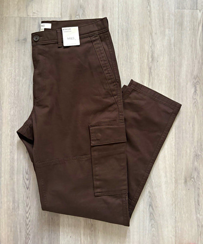 Mens tapered fit brown - m&s,