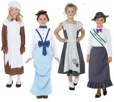 Victorian School Girl Book Day Fancy Dress Costume Poor Girls Maid Age 4-12