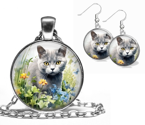 Russian blue cat pendant - russian,