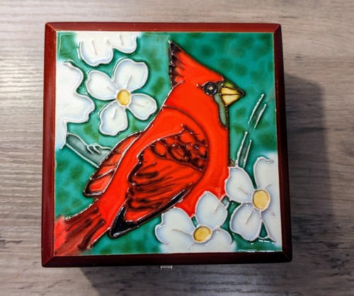Cardinal jewelry box inlaid - jewelry,