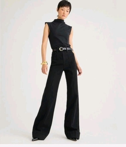 Black denim high - high, rise