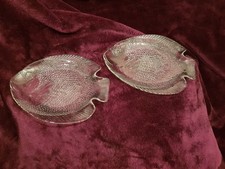 2 X ARCOROC FRANCE  Clear Pressed Glass Fish Shaped Serving Platters / Plates