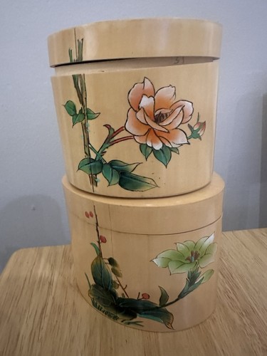Vintage bamboo wooden boxes - bamboo,