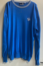 Sergio Tacchini Vintage Blue Long Sleeve Fine Knit Pullover Top Size L