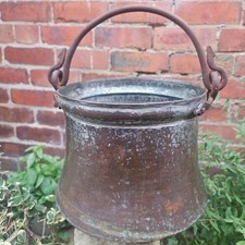 Antique French Copper & Wrought Iron Cauldron Cooking Pot