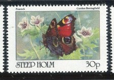 BRITAIN LOCAL POST; STEEP HOLM issue fine Mint local Post Butterfly value