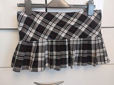 VTG Hell Bunny Red White Black Plaid Pleated Mini Skirt Women Size S Punk Emo