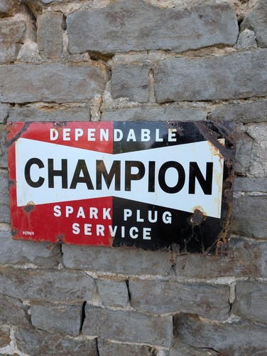 Champion enamel sign - champion,