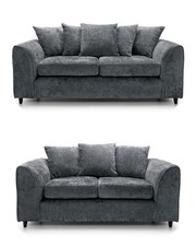 Alaska Sofa Set Grey 3 2 1 Settee Dylan Soft Chenille Fabric Scatter Cushion