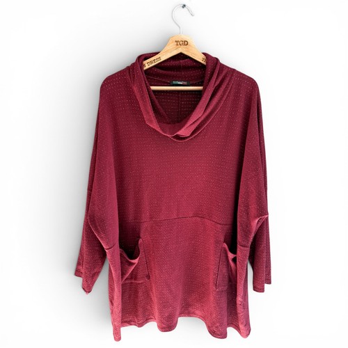 Ladies burgundy gold jumper - burgundy,