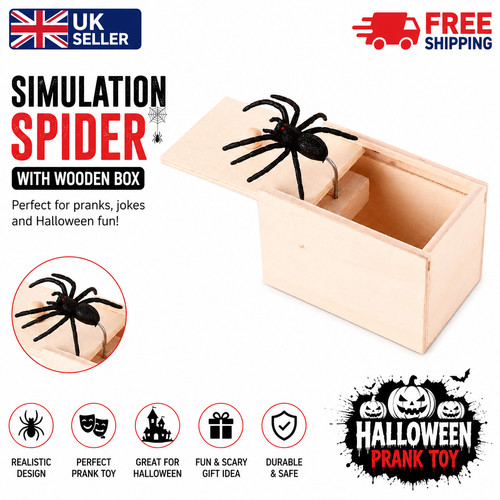 Fake spider wooden box - fake,