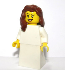 Lego Bride Bridesmaid  Minifigure Brown Hair Wedding White Dress