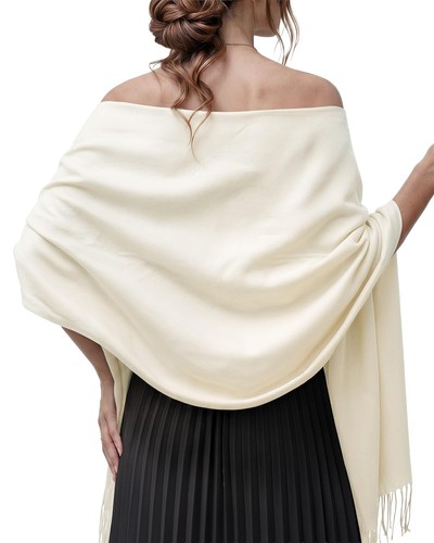 Women cream pashmina shawl - cream,