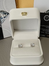 Christmas Gift – Genuine 1.0ct + 1.0ct Moissanite Diamond Earrings S925 GRA card