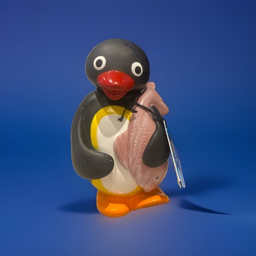 Vintage pingu holding fish - pingu, a