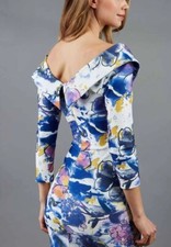 DIVA CATWALK Eliza Stretch Pencil Print Dress - Abstract Hibiscus  SIZE L UK 12