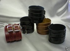 Wrist Cuff - Twin Strap -  GENUINE LEATHER - Various Colours