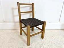 Vintage 1960s Child Beech Desk Chair Nursery Doll Teddy Brown Boho Prop