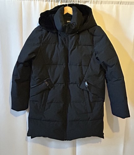Dkny black down long coat - long,