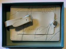 Unused Leather Radley Luggage Tag In Box Light Grey