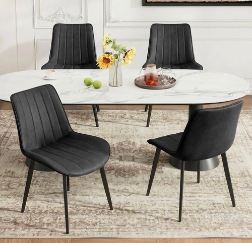 Grey velvet dining chairs set - grey,