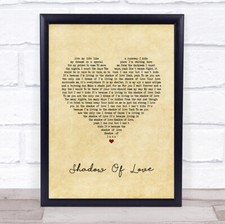 Shadow Of Love Vintage Heart Song Lyric Quote Music Print