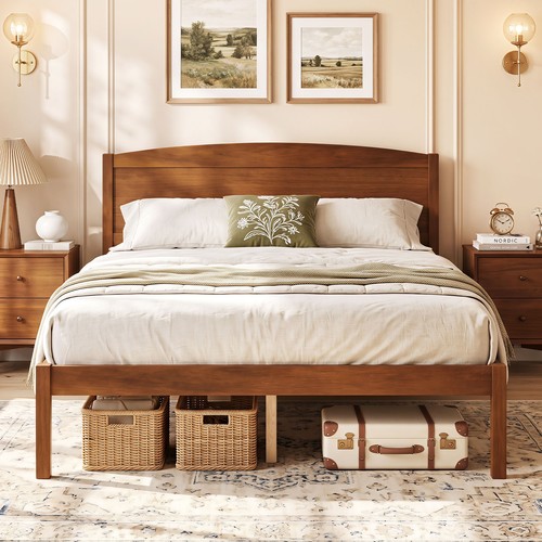 Full size wooden platform bed - platform,