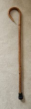 Vintage Handmade Shepherd's Crook Style Wooden Walking Stick with Rubber Ferrule