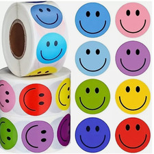 500Pcs/Roll Smiley Face Self-Adhesive Stickers For School Teacher Good Kids 25mm