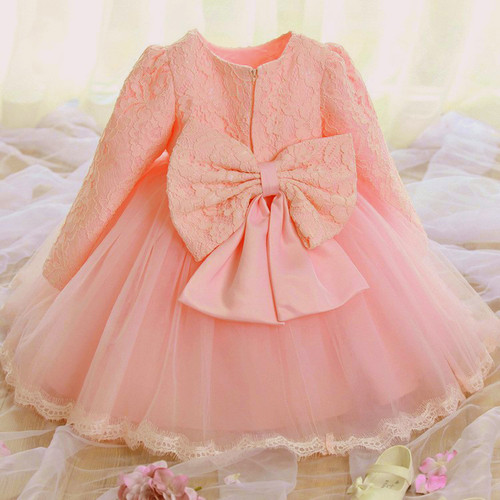 Pinky peach flower girl dress - flower,