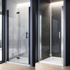 Frameless Bi-Fold Shower Enclosure Door Wet Room Glass Cubicle Screen 700-1000mm
