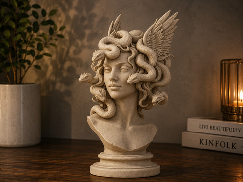 Winged medusa bust statue - bust, –