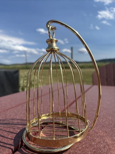 Vintage brass tone bird cage - tone,