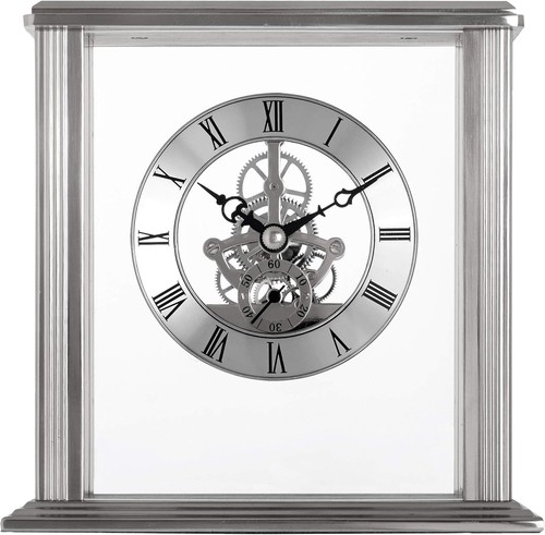 Silver mantel clock with - mantel,
