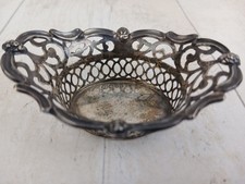 Antique silver bonbon dish basket Edwardian Hallmarks Chester JWB
