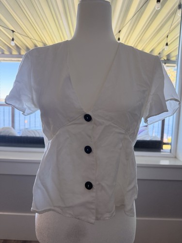 Zara white puff sleeve button - puff,