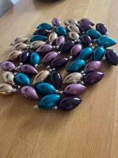 Christmas trees teardrop baubles in mauve/purple/teal/gold 46 in total