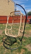 1970's, Retro, Rare, Bamboo, Hanging Rattan, Wicker, Basket, Egg Chair..