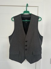 Men’s AX Paris Dark Grey pinstripe cotton blend smart waistcoat size Medium