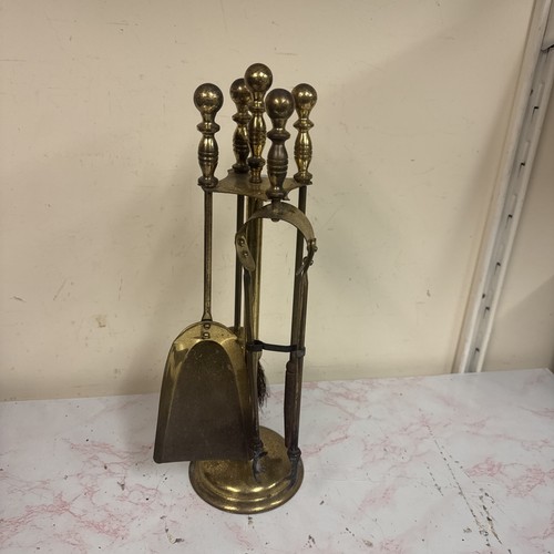 Vintage brass fire side - fire,