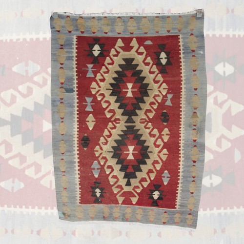 Vintage red flatweave kilim - vintage,