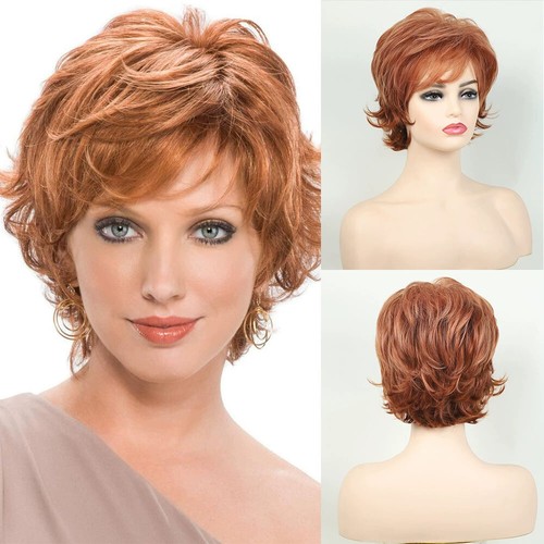 Short ginger red wigs - red, with